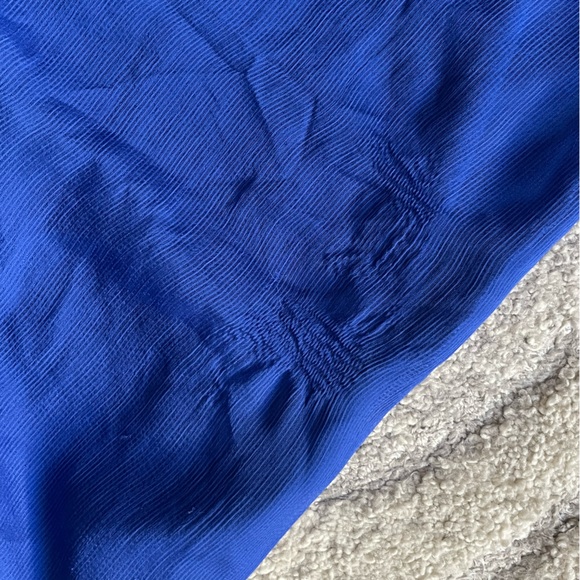 Royal Blue Chiffon Wrap Midi Dress | Flowy Ruffle Hem | Size M - Picture 10 of 12